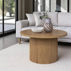 Table basse ronde effet bois blond ø80 cm MATERA